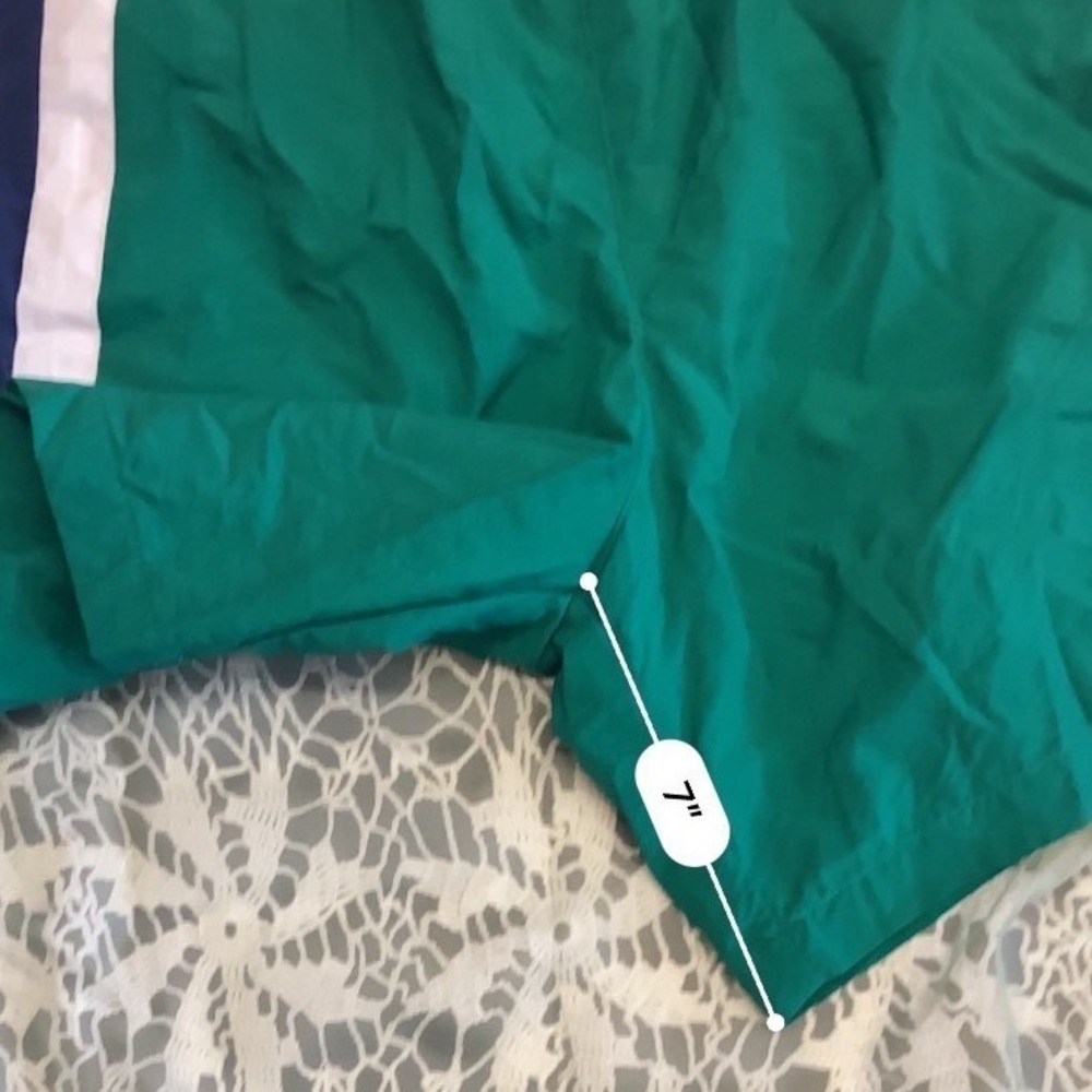 Vintage Adidas Nylon Track Shorts Green Trefoil Logo Mens Large 90s Striped Gym - Picture 4 of 6